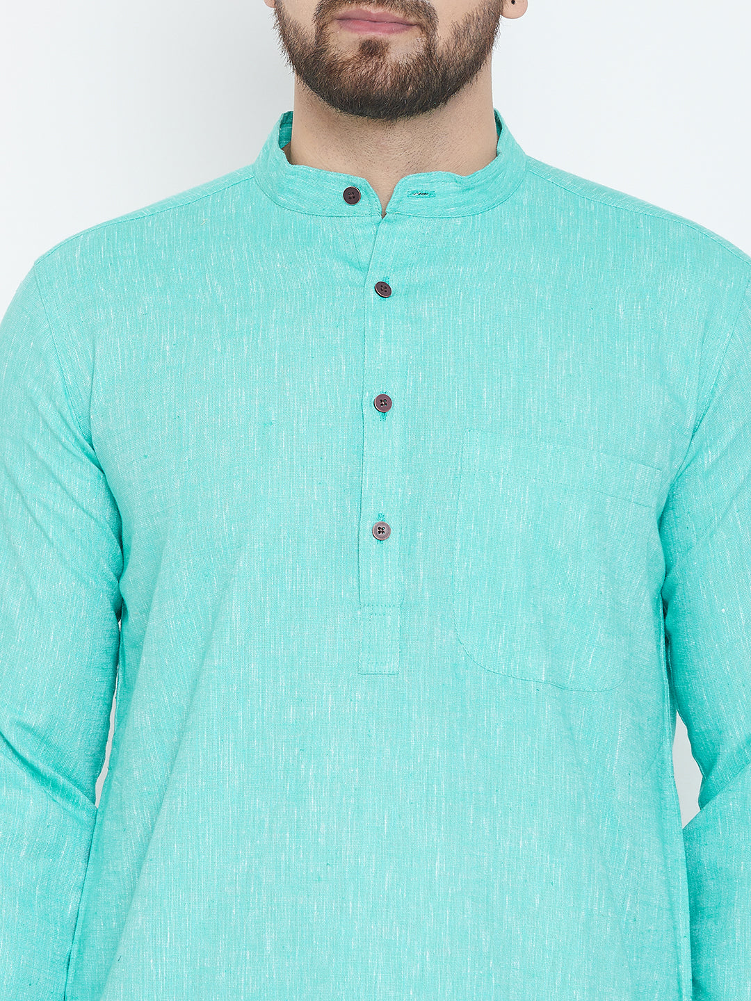 Men's Aqua Blue Cotton Kurta