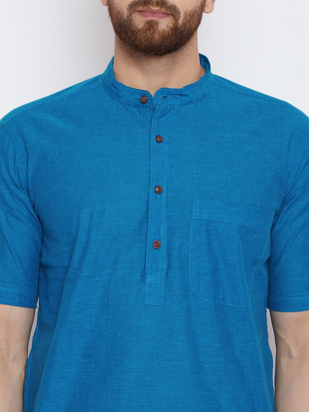 Men's Royal Blue Solid Kurta
