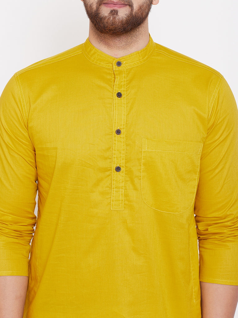 Men's Yellow Cotton Kurta