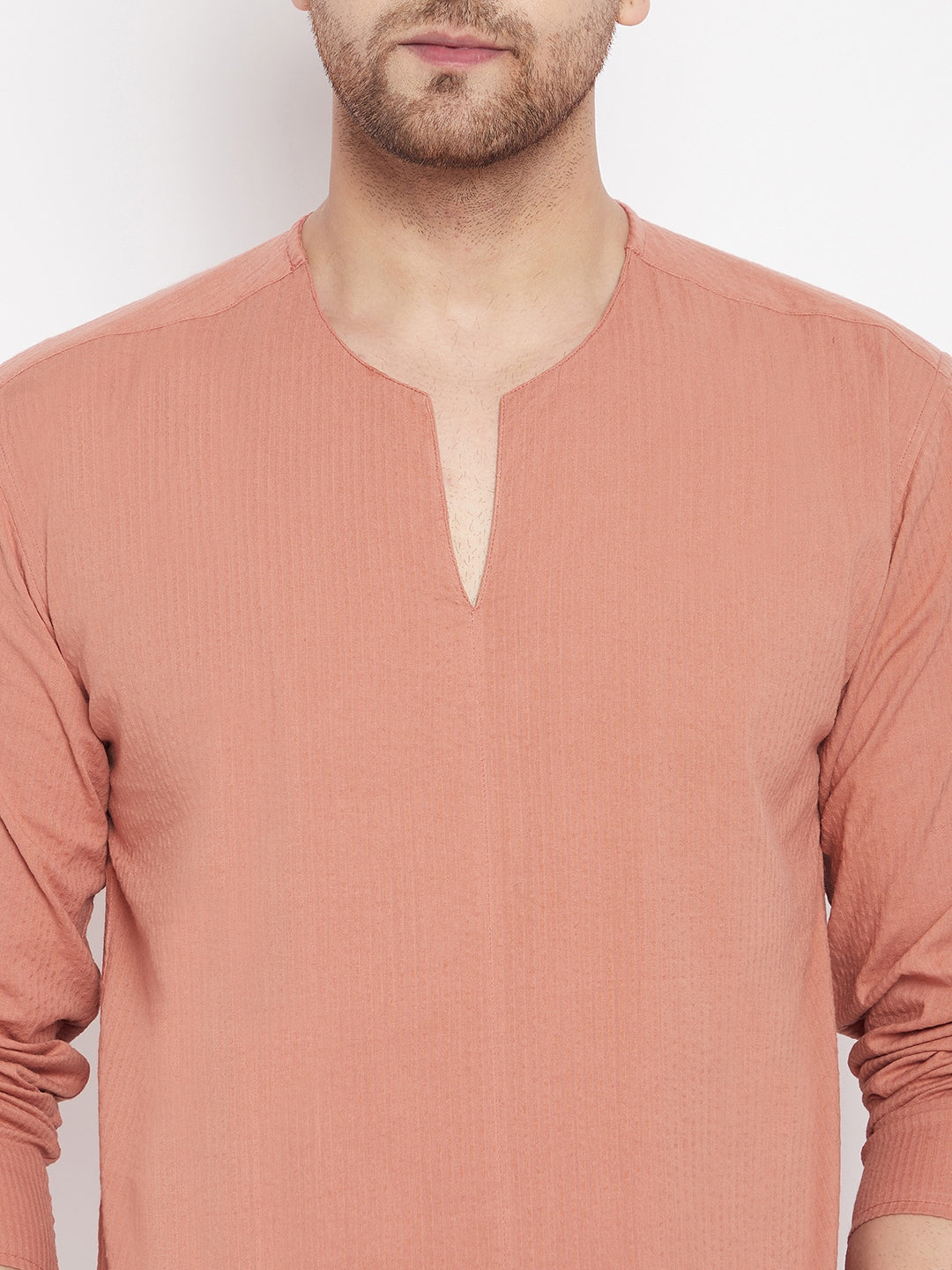 Men's Brown Color Kurta with Slit Neckline - Even Apparels