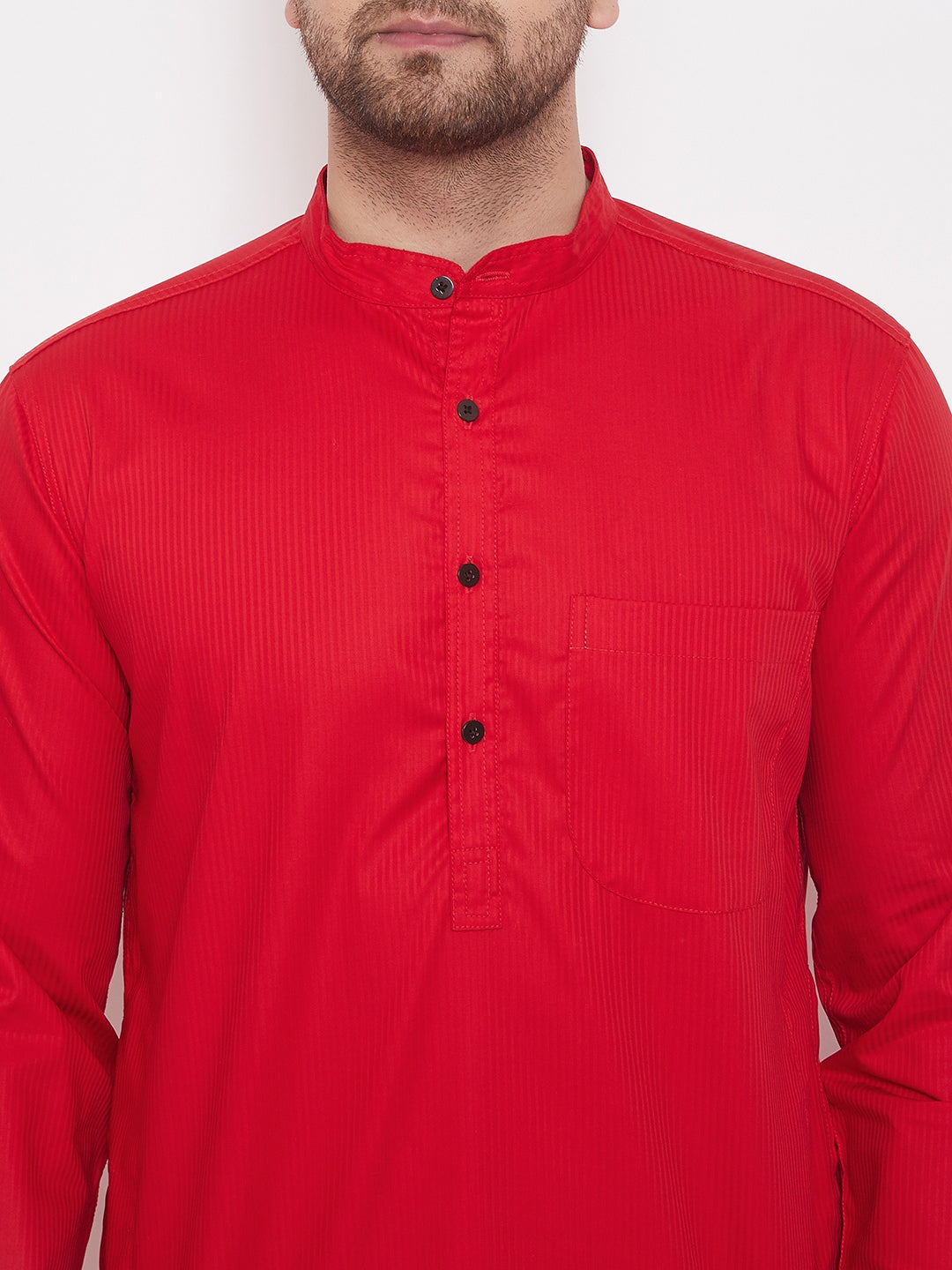 Men's Red Cotton Kurta