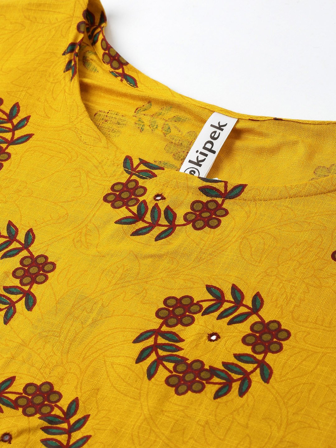 Women's Yellow Printed Kurta with Sharara & Dupatta Set by Kipek (3 Pc Set)