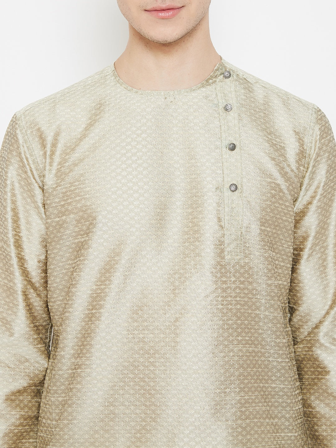 Men's Cream Viscose Silk Kurta
