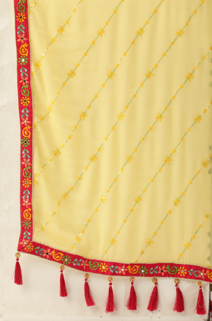 Women's Olive Pure Silk Thread & Mirror Work Lehenga & Blouse With Dupatta - Royal Dwells