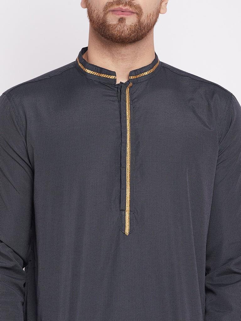Men's Long Kurta with Band Colla