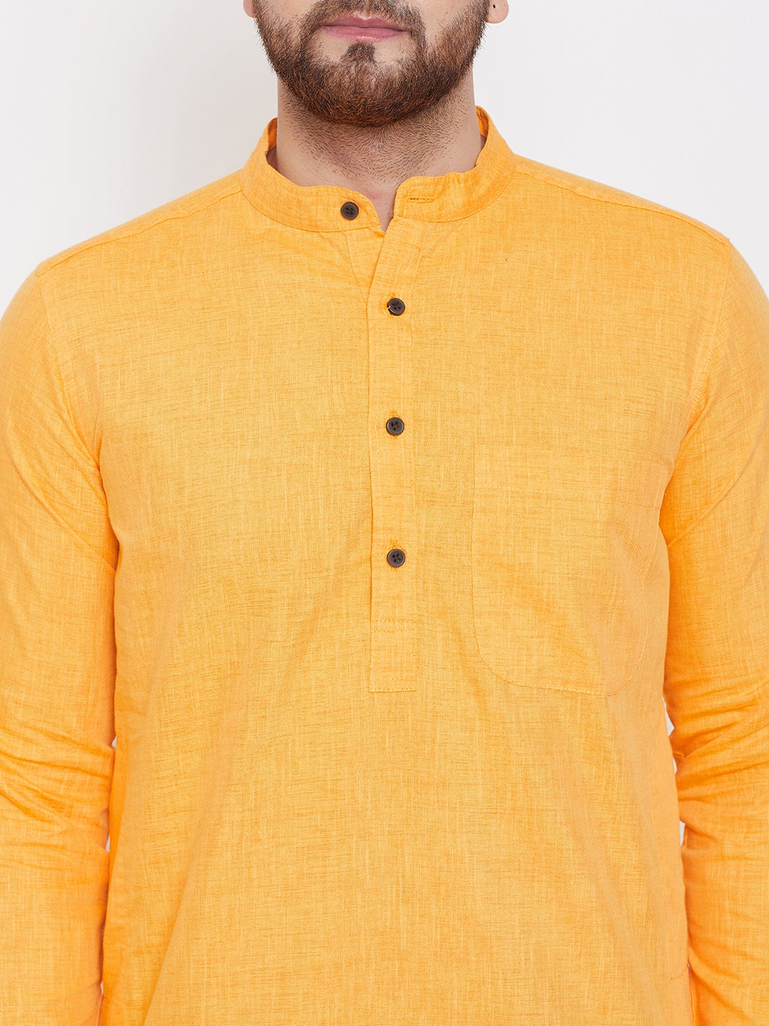 Men's Bright Yellow Linen Cotton Kurta