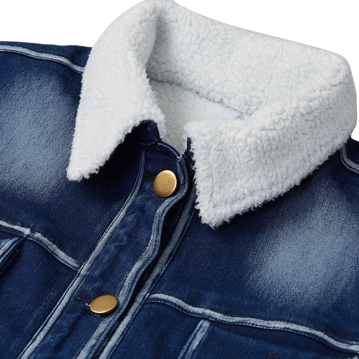 Women's Denim Jacket with Soft Warm Faux Fur Lining inside - StyleStone