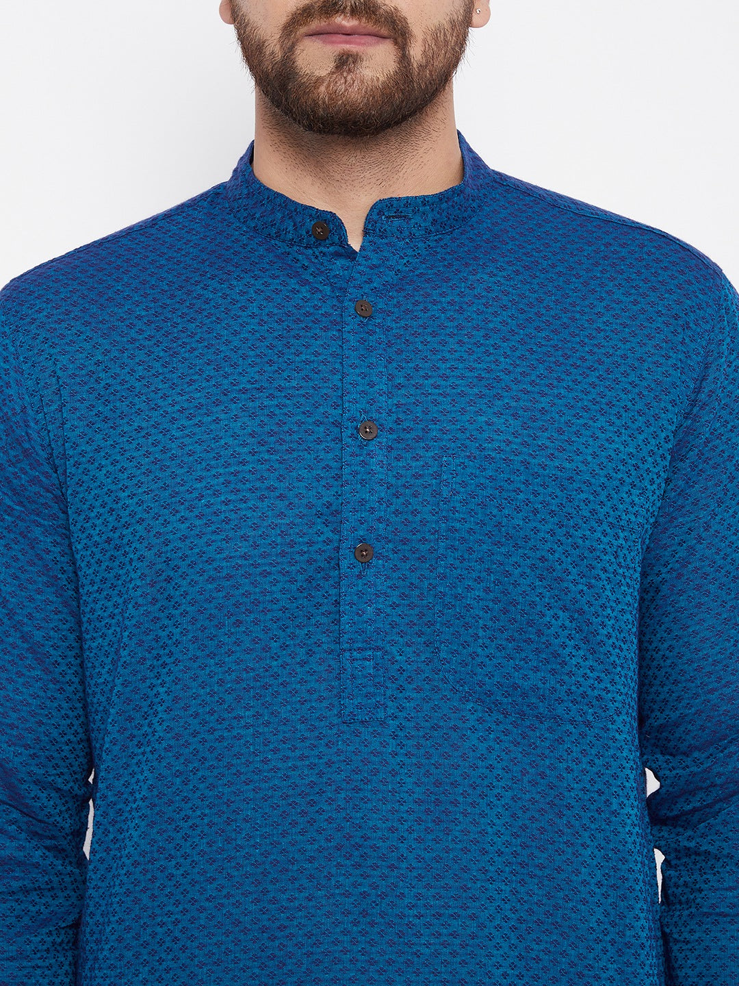 Men's Pure Cotton Blue Straight Kurta - Even Apparels