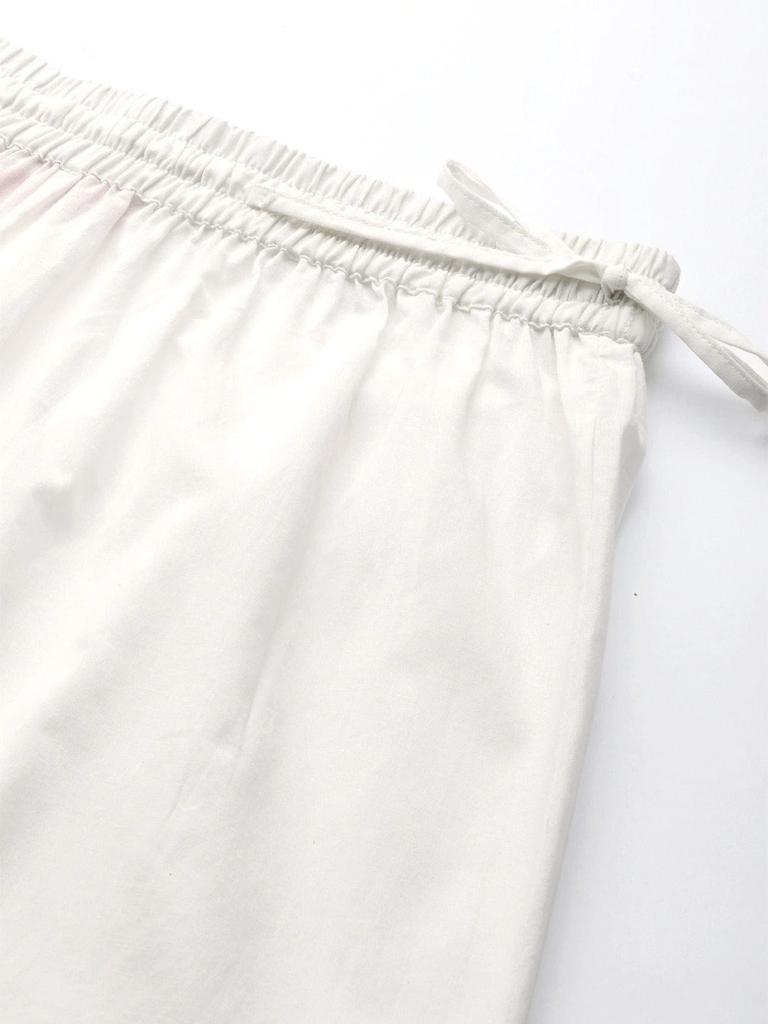 Women's White Schiffli Hem Design Straight Cropped Palazzos - Varanga