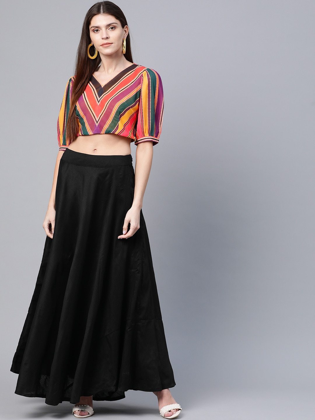 Women's Printed Top with Skirt - AKS