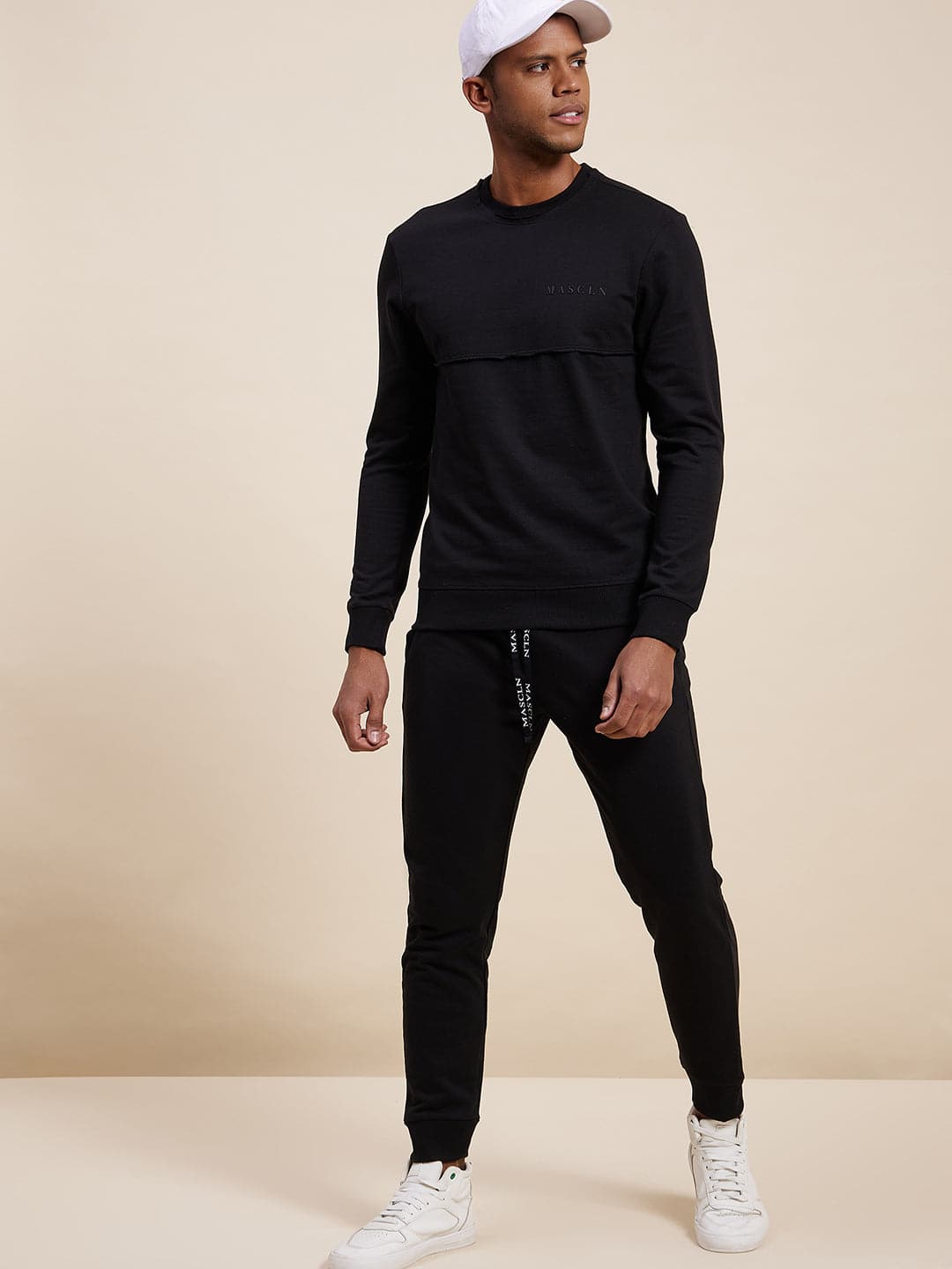 Men's Black MASCLN Puff Print Sweatshirt - LYUSH-MASCLN
