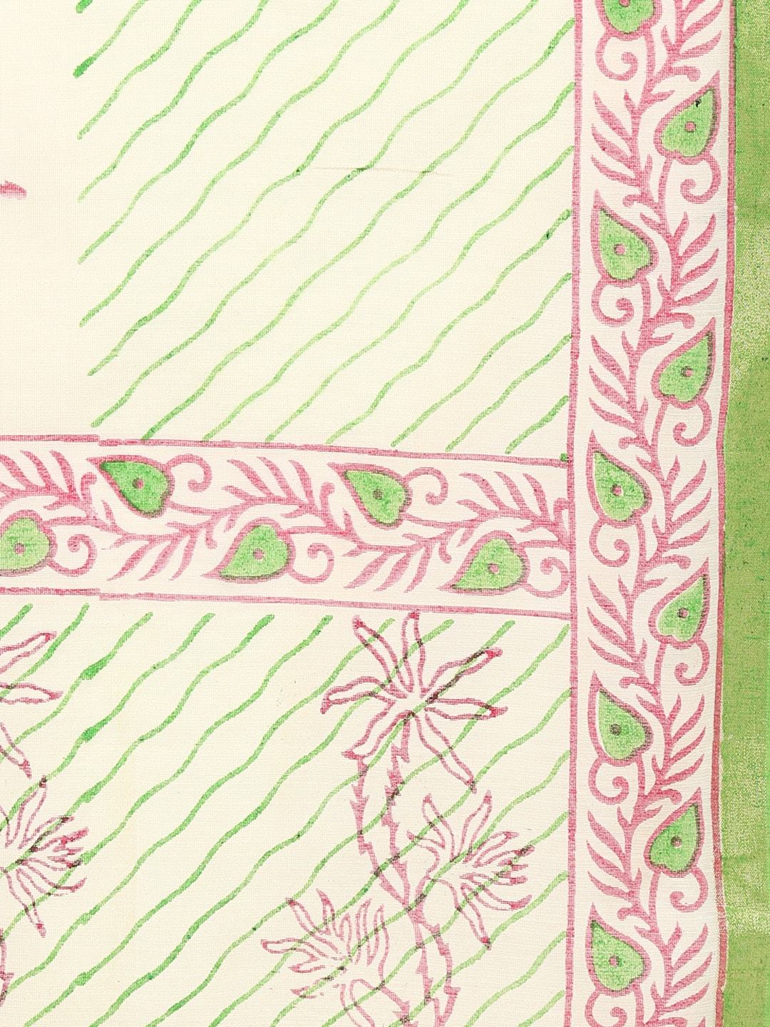 Women's Pink & Green Printed Dupatta - Meeranshi
