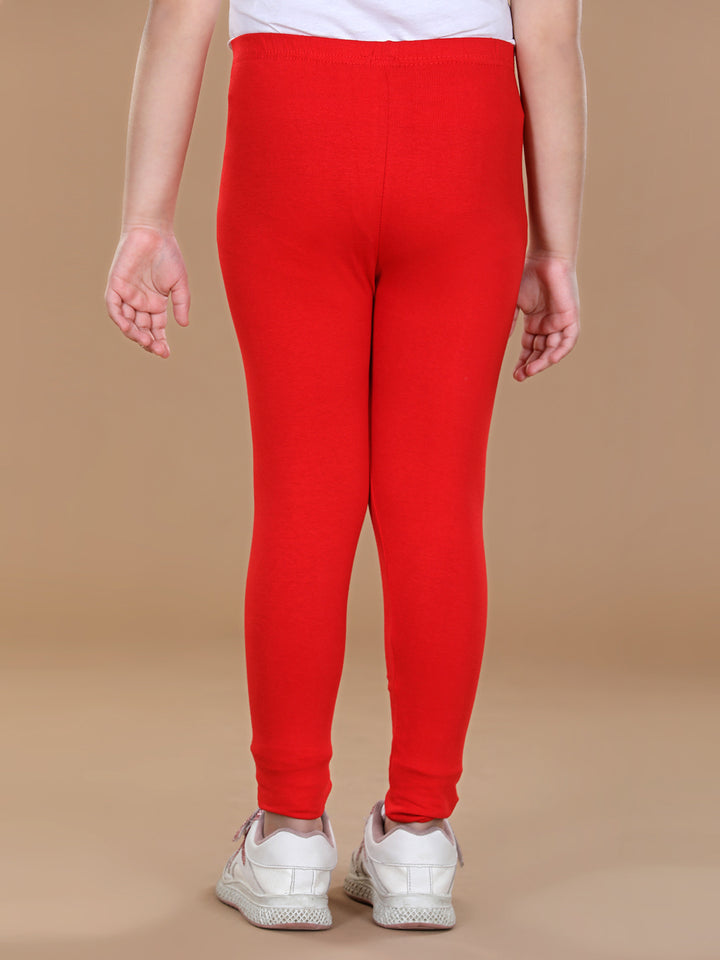Girl's Red Solid Legging - S