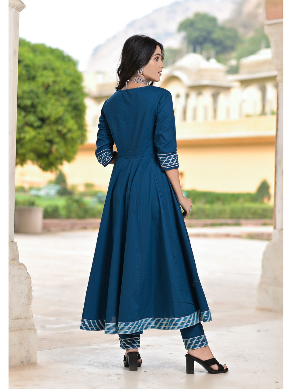 Women's Miera Blue Anarkali Suit Set - Hatheli