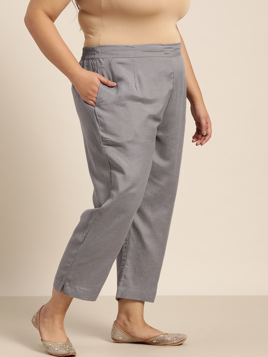 Women's Rayon Solid Cigarette Pants - Juniper