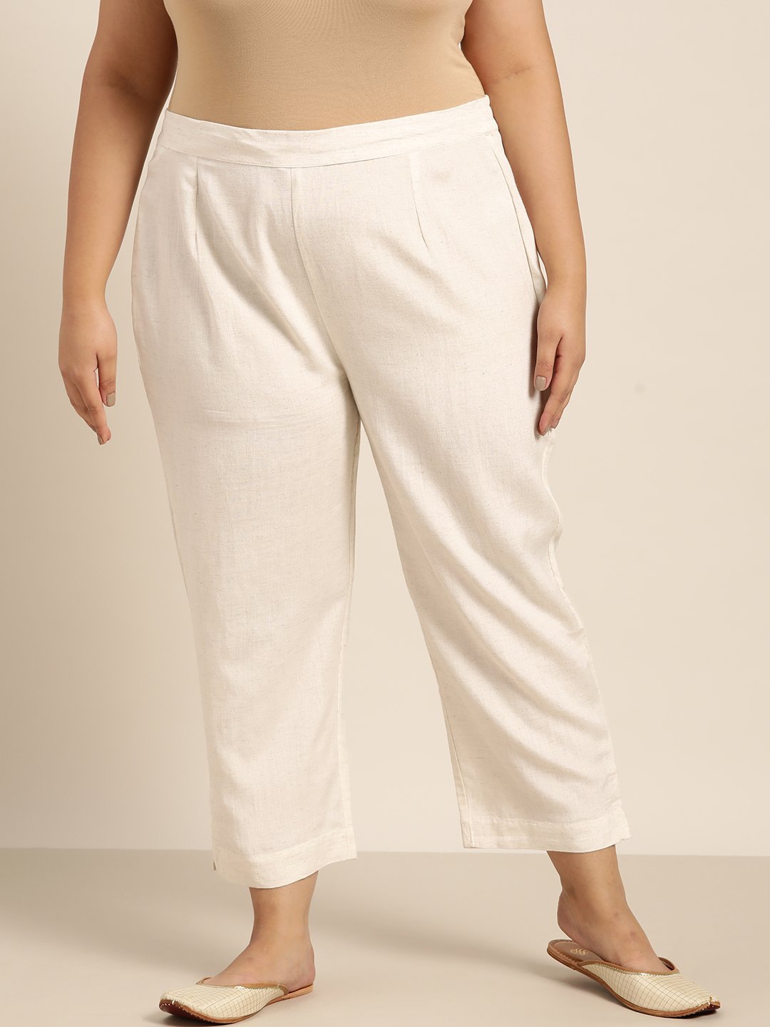 Women's Ivory Rayon Solid Straight Pants - Juniper