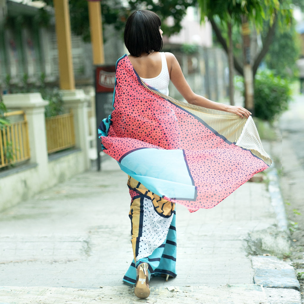 Women's Feint Digital Printed Satin Georgette Saree