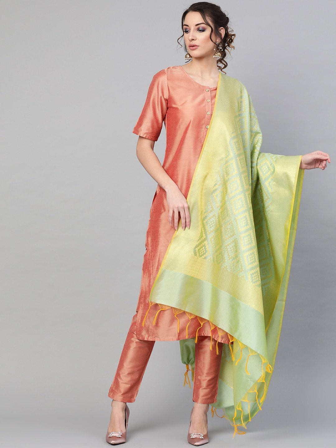 Women's  Woven Design Banarasi Dupatta -AKS