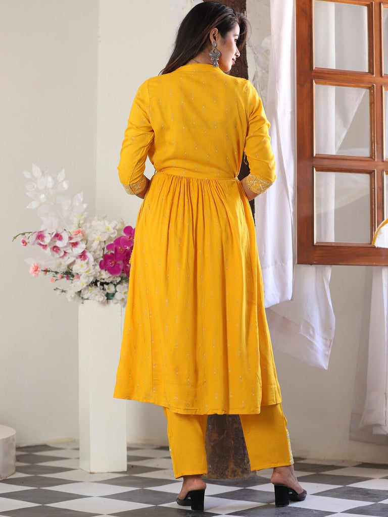 Women's Ethnic Motifs Embroidered Empire Kurta With Palazzos & Dupatta