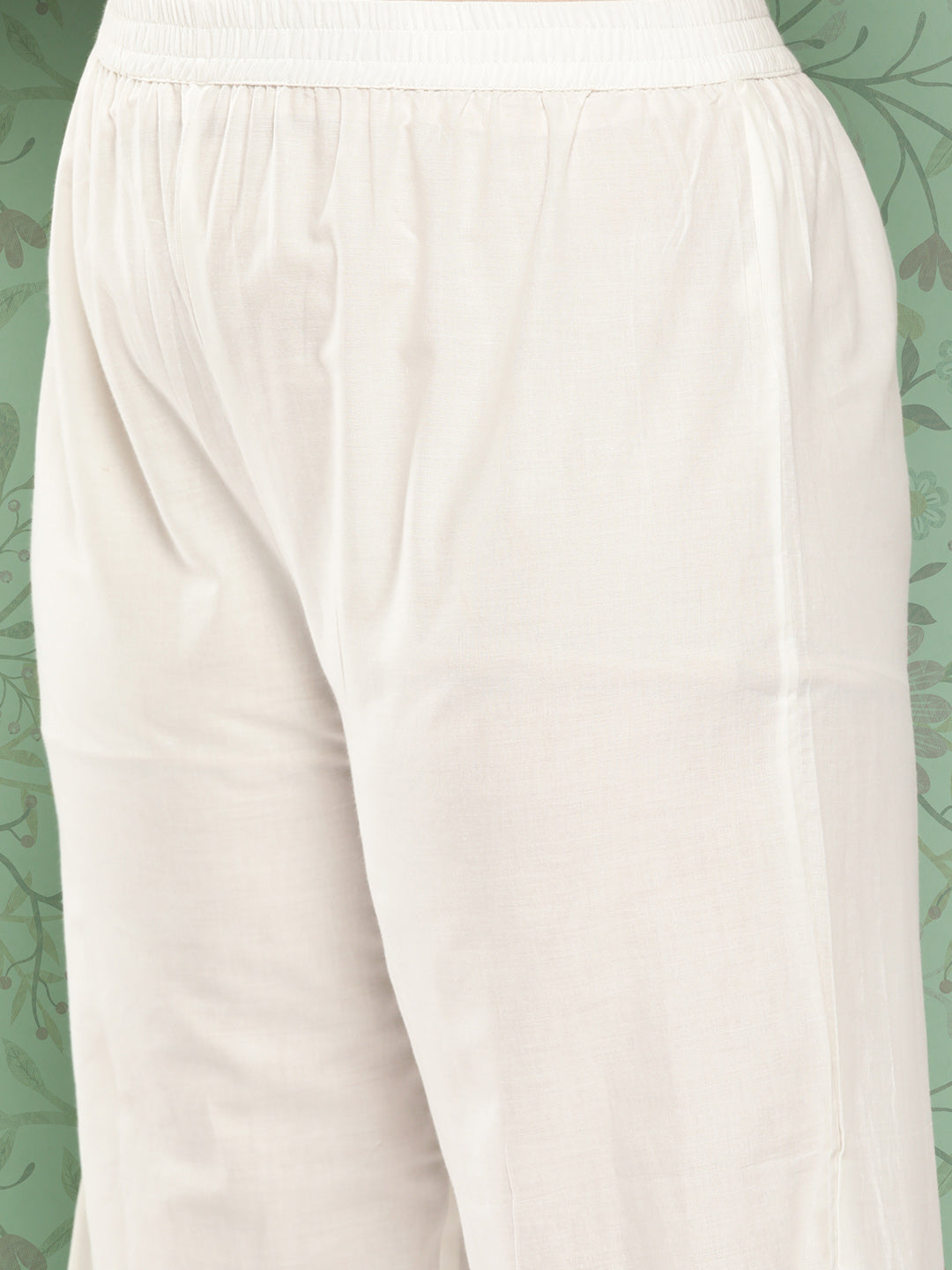 Women's Maroon & Off-White Yoke Design Pure Cotton Kurta With Palazzos & With Dupatta - Yufta