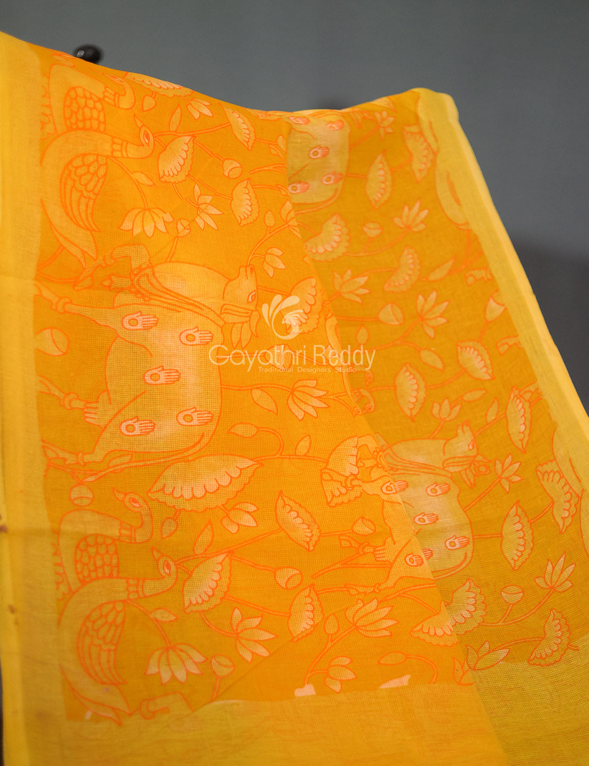 Women's Orange Munga Cotton Saree - Gayathri Sarees