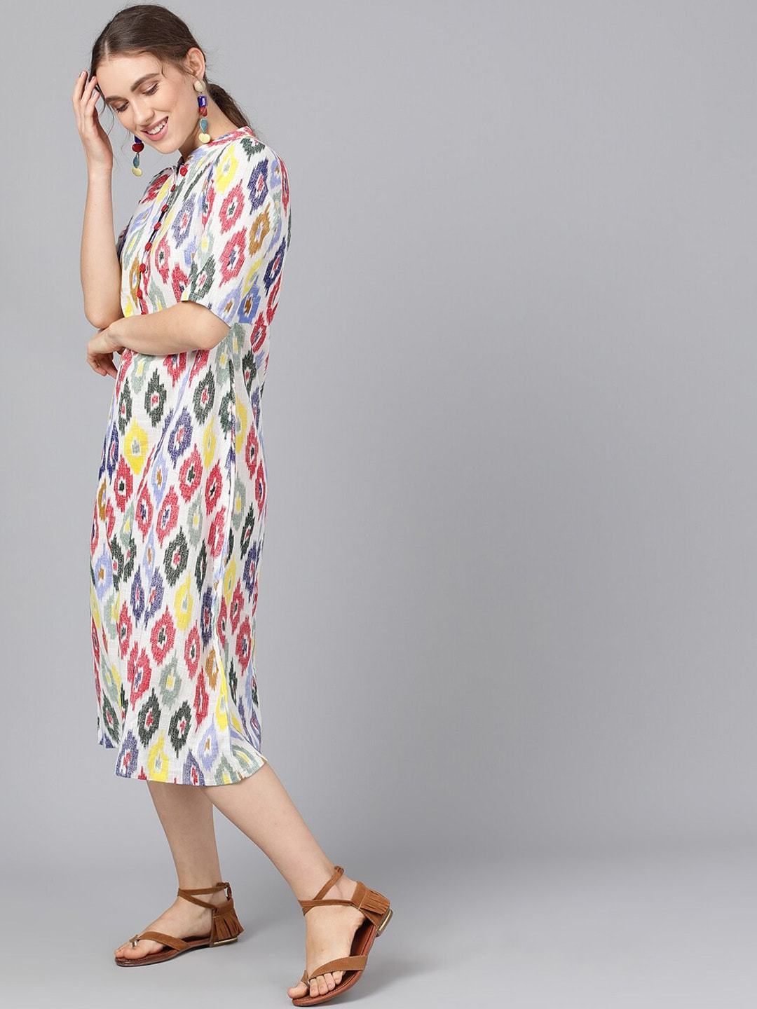 Women's  Multicoloured Printed A-Line Dress - AKS