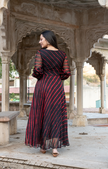 Women's Saba Leheriya Chiffon Black Dress - Saras The Label