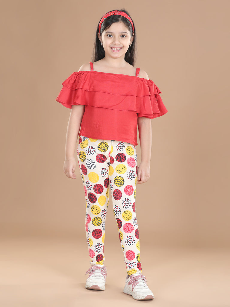 Girl's  Cotton Floral Printed Jegging - S