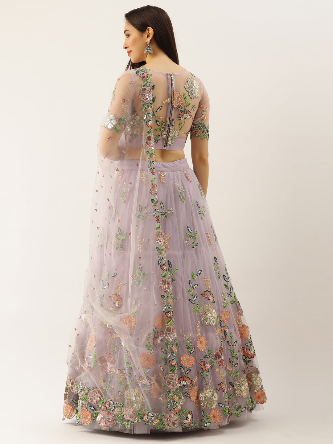Women's Lavender Embroidered Sequince Lehenga & Blouse With Dupatta - Royal Dwells