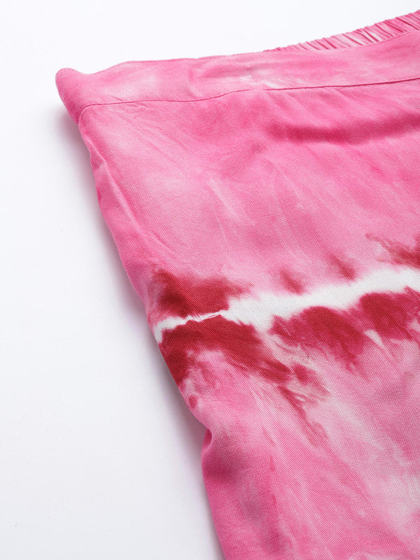 Women's Pink White Tie Dyed Co-Ords - Maaesa
