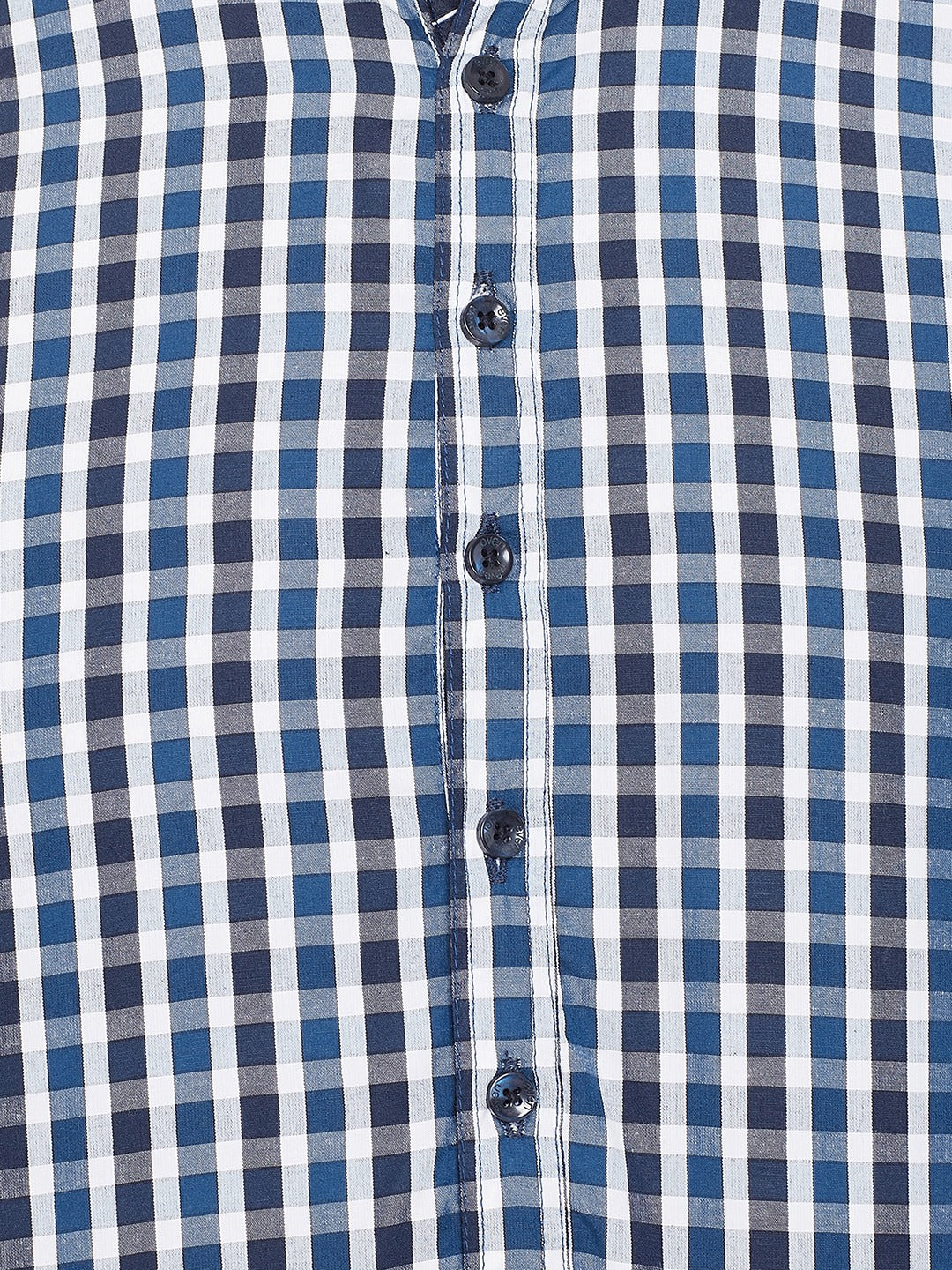 Men's Checked Blue & White Shirt Kurta