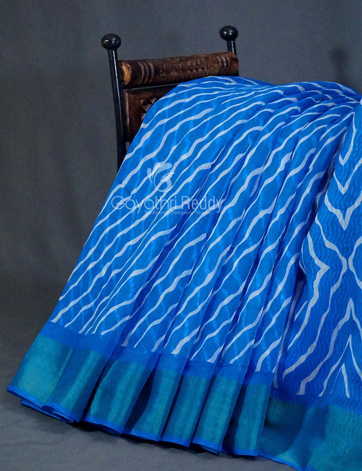 Women's Blue Semi Chanderi Saree - Gayathri Sarees