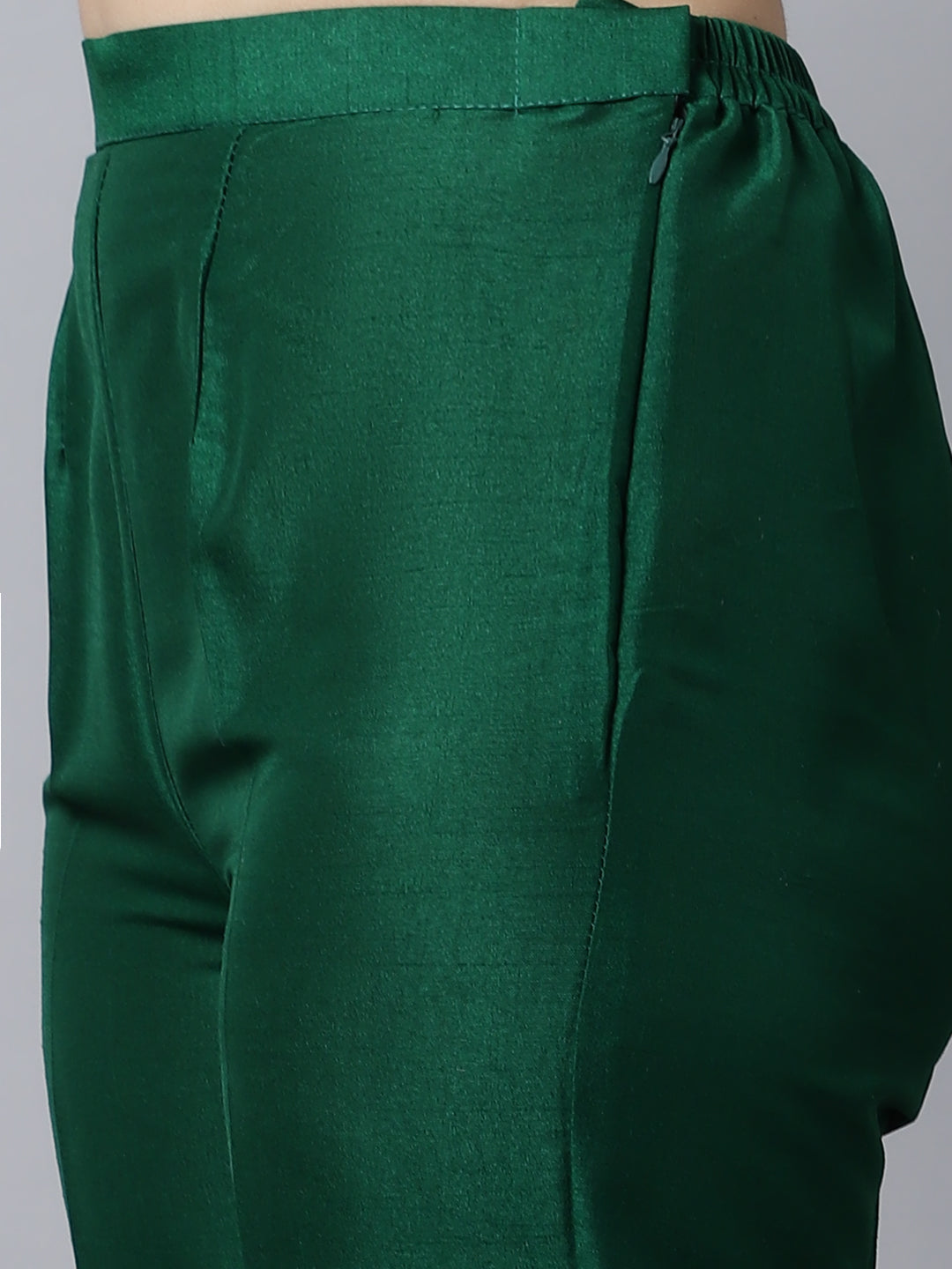Women's Sizzling Green Silk Kurti With Pants - Anokherang