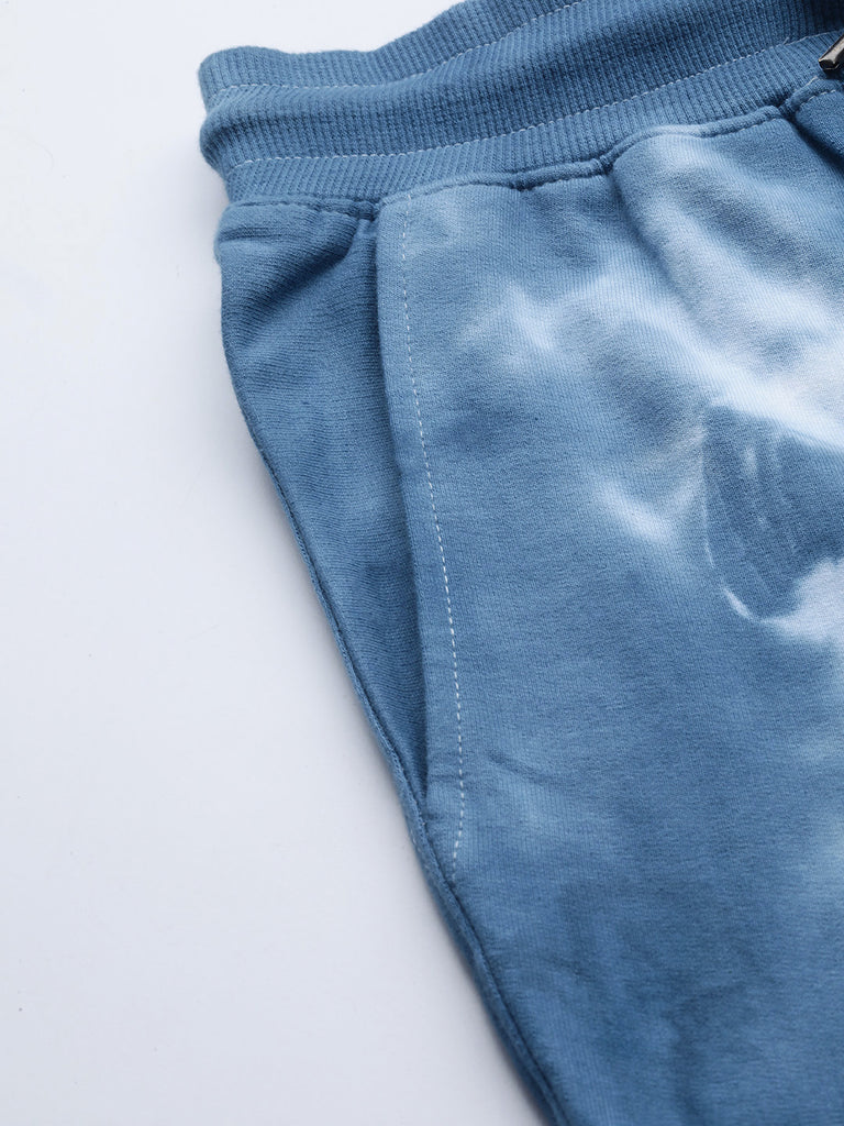 Women's Bandhej Blue Tie Dye Sweatshirt With Joggers