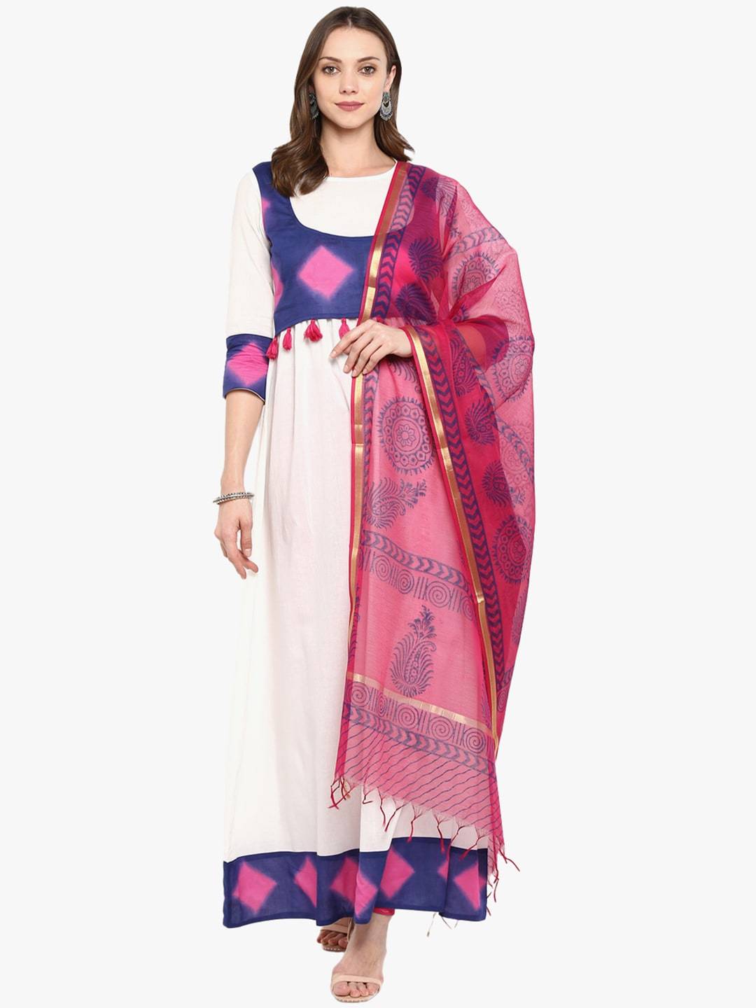 Women's Pink Printed Dupatta - Meeranshi
