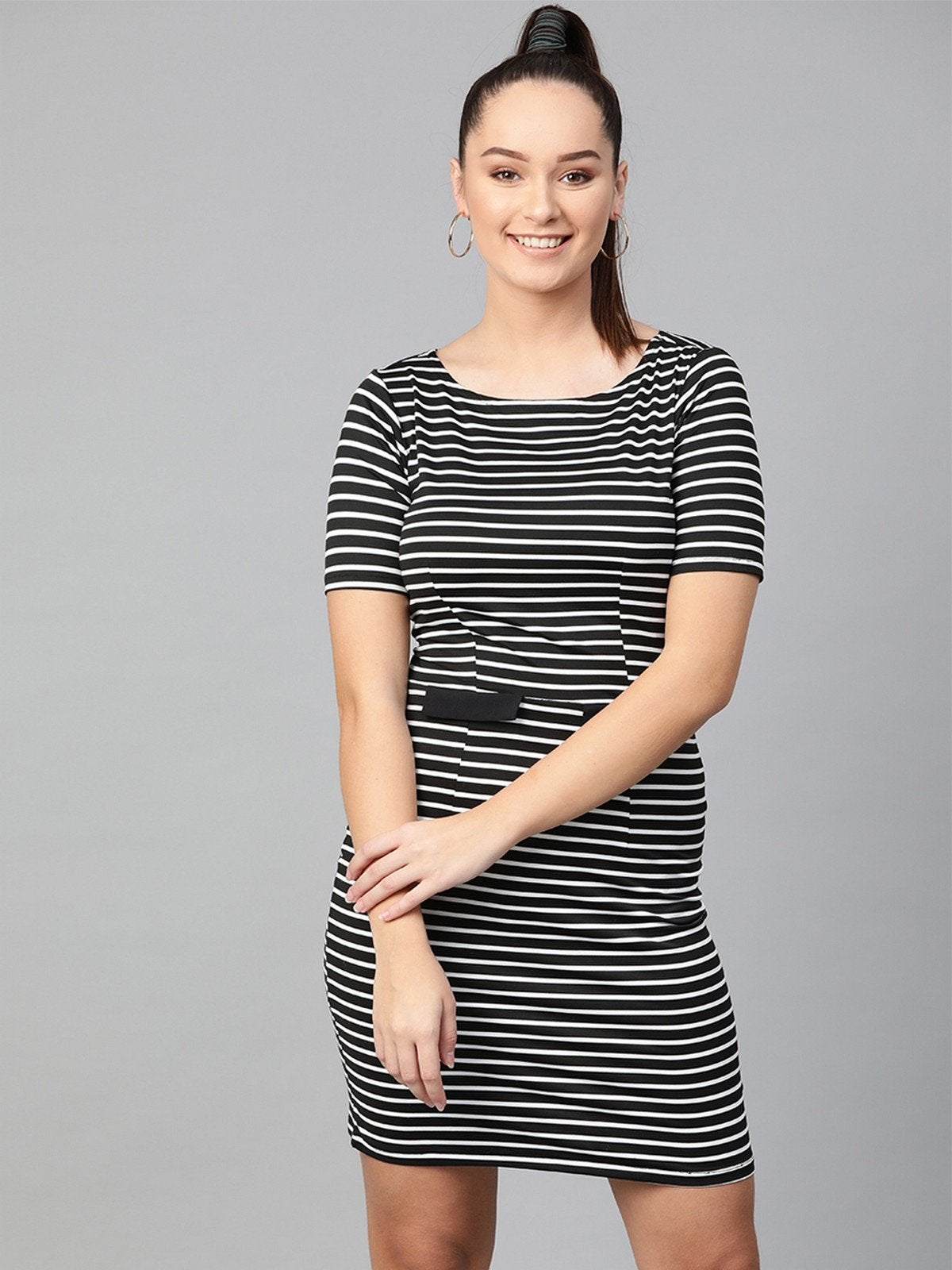 Women's Thick Stripe Plain Dress - Pannkh