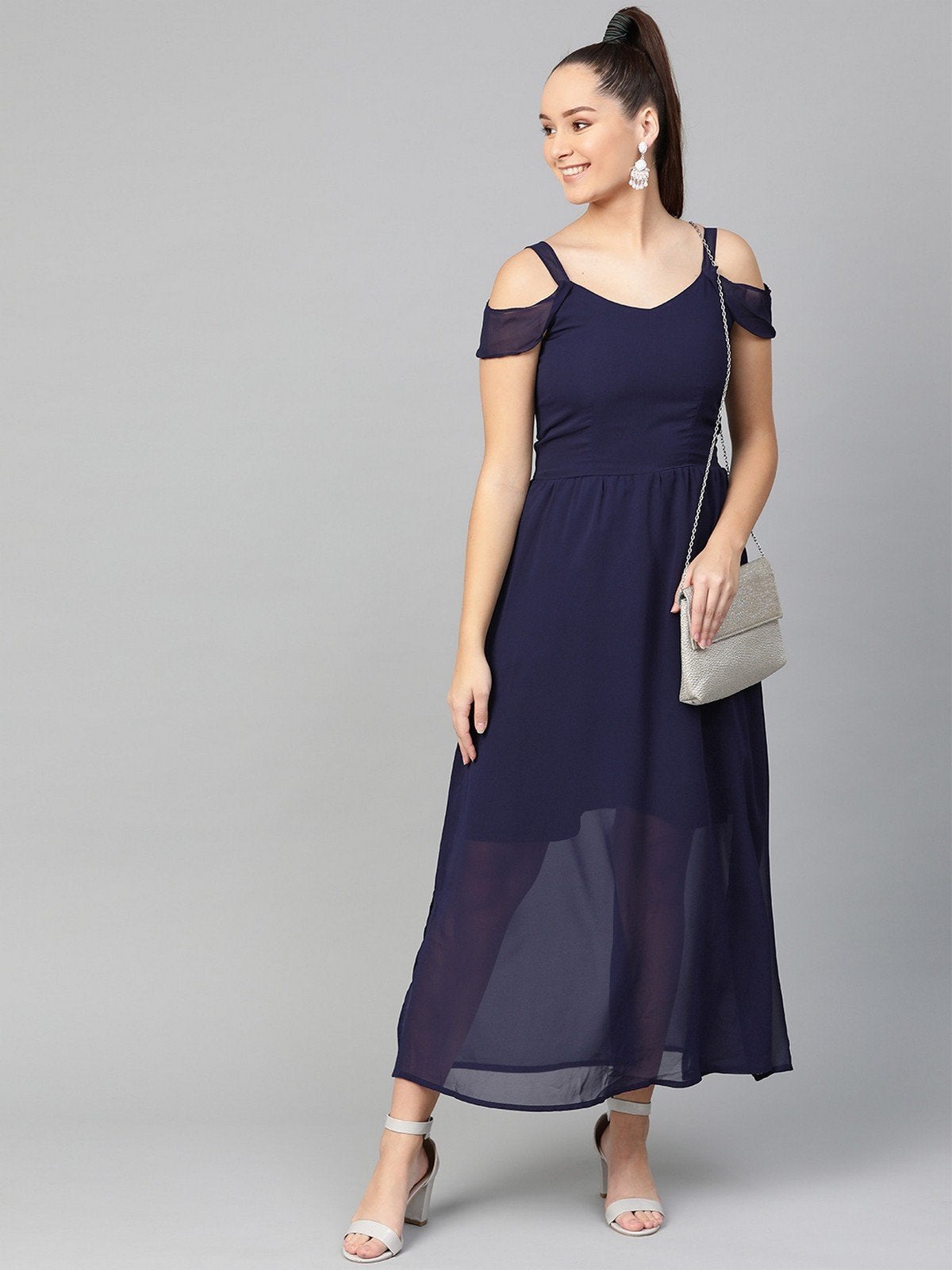 Women's Solid Drop Sleeves Maxi Dress - Pannkh