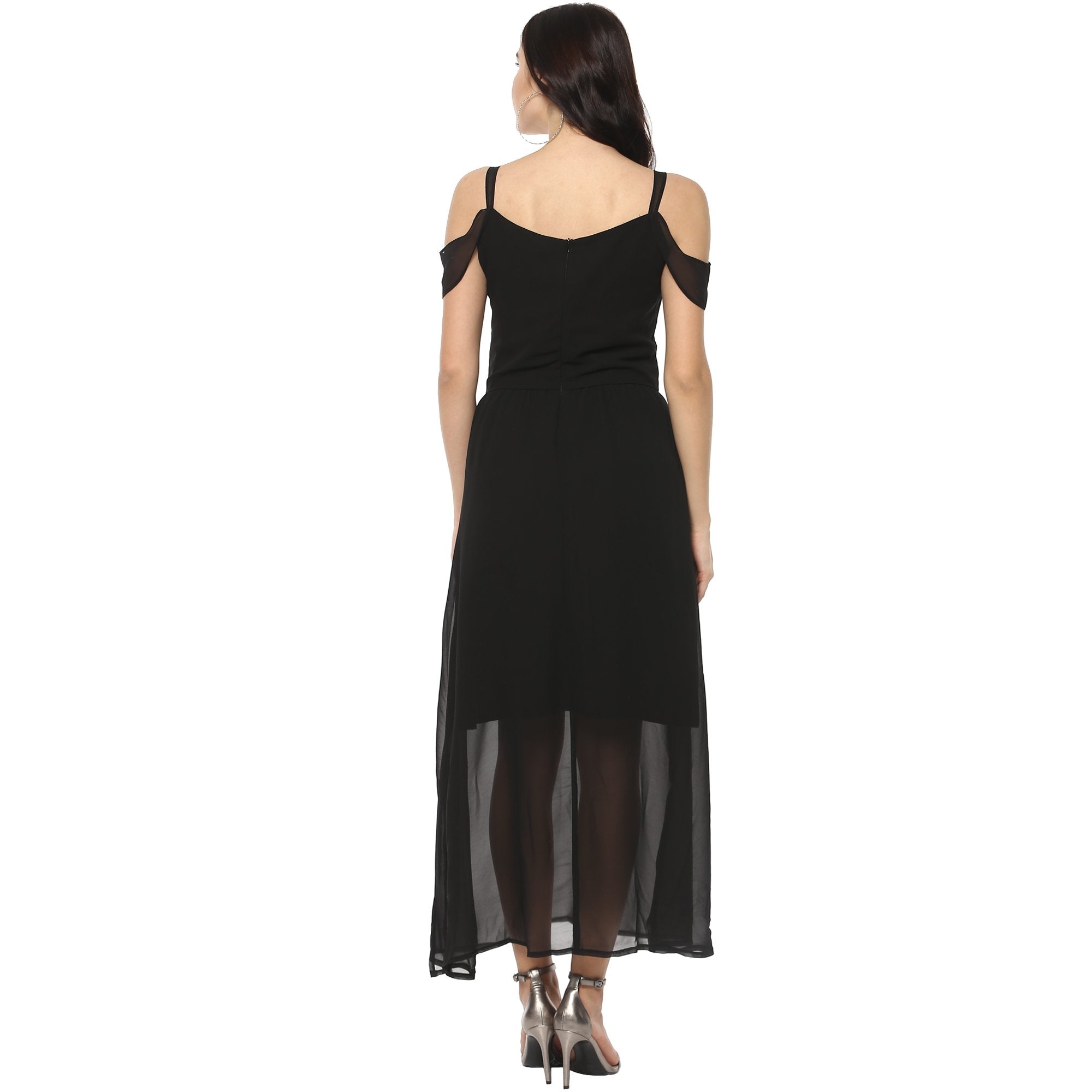Women's Solid Drop Sleeves Maxi Dress - Pannkh