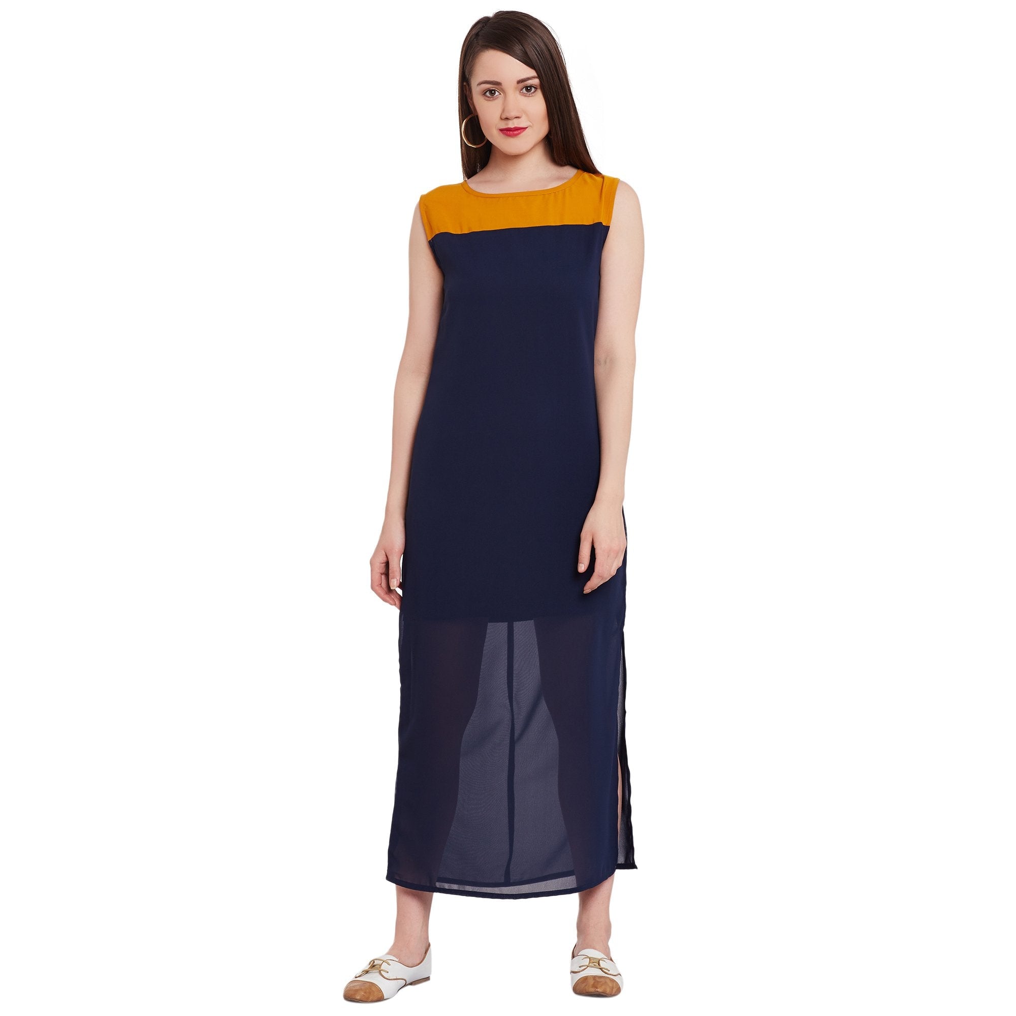 Women's Color-Block Maxi Dress - Pannkh