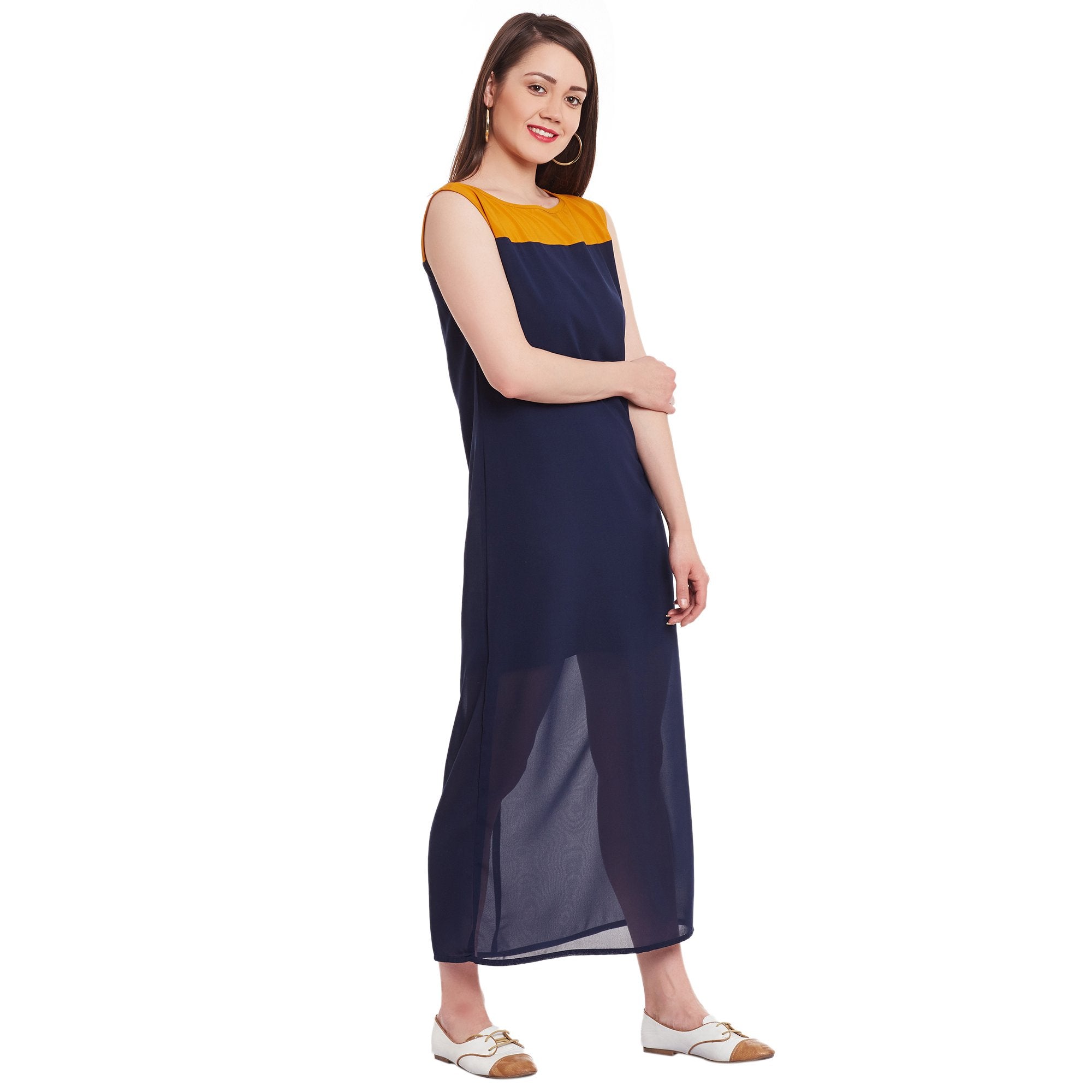 Women's Color-Block Maxi Dress - Pannkh