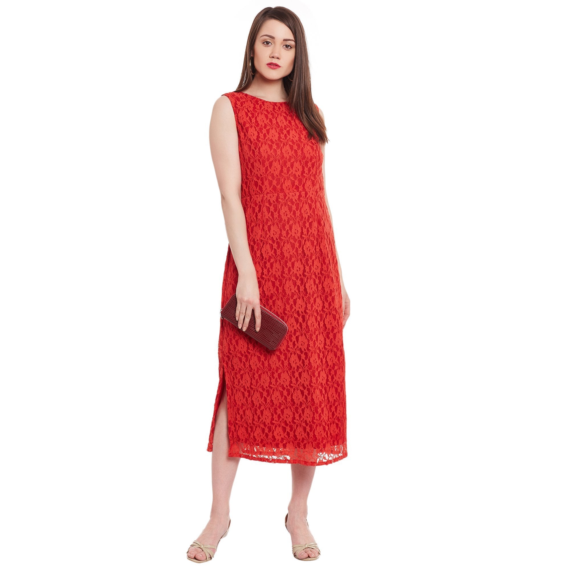Women's Sleeveless Lace Dress - Pannkh
