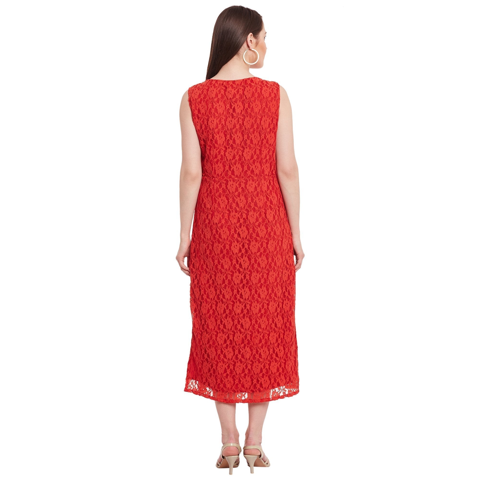 Women's Sleeveless Lace Dress - Pannkh