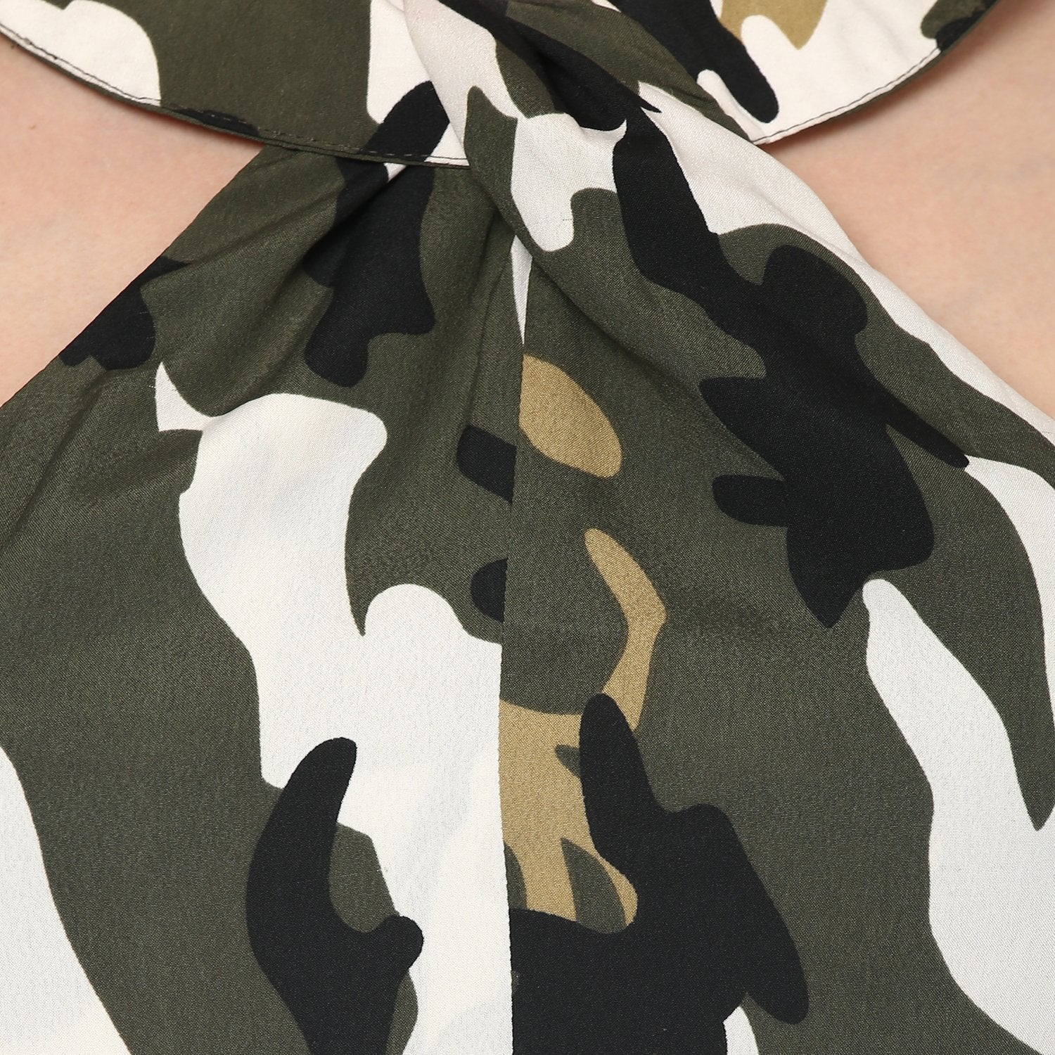 Women's Twisted Military Print Dress - Pannkh