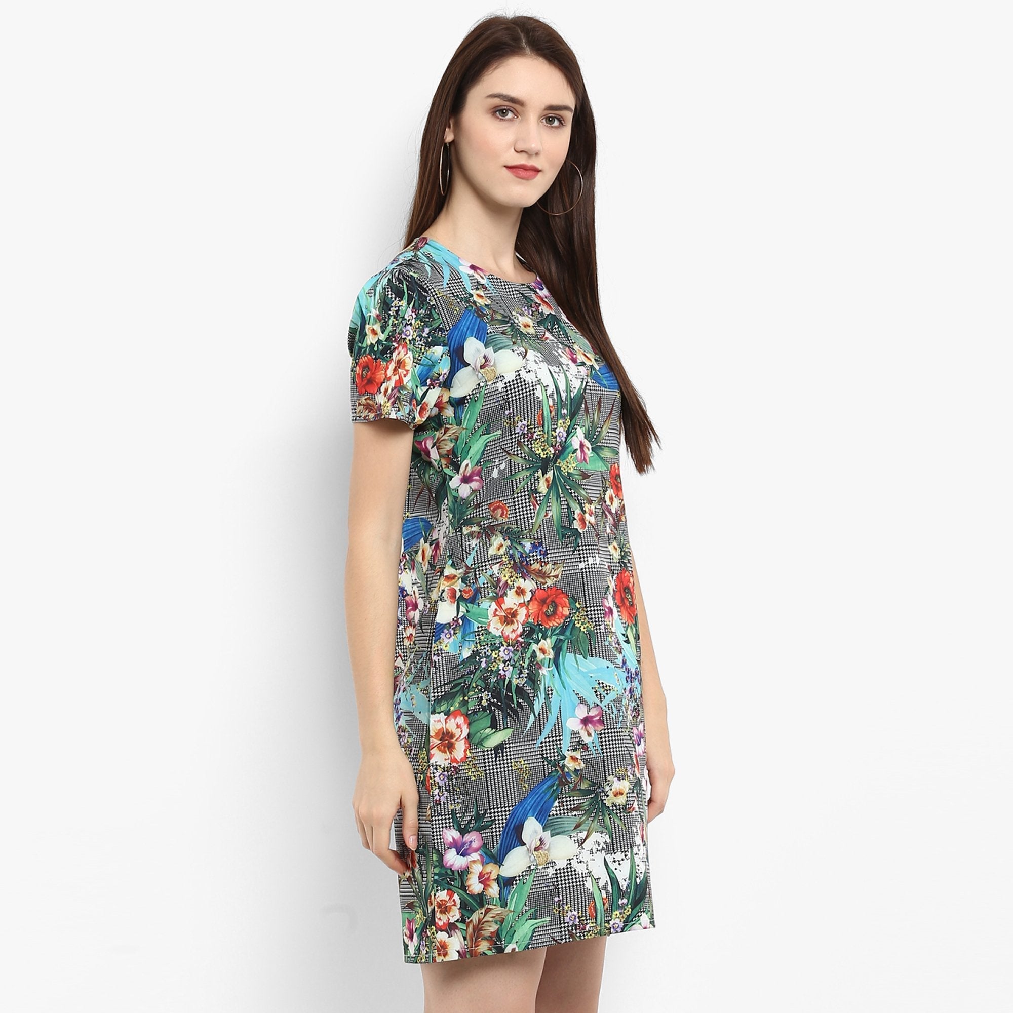 Women's Floral Checkered Dress - Pannkh