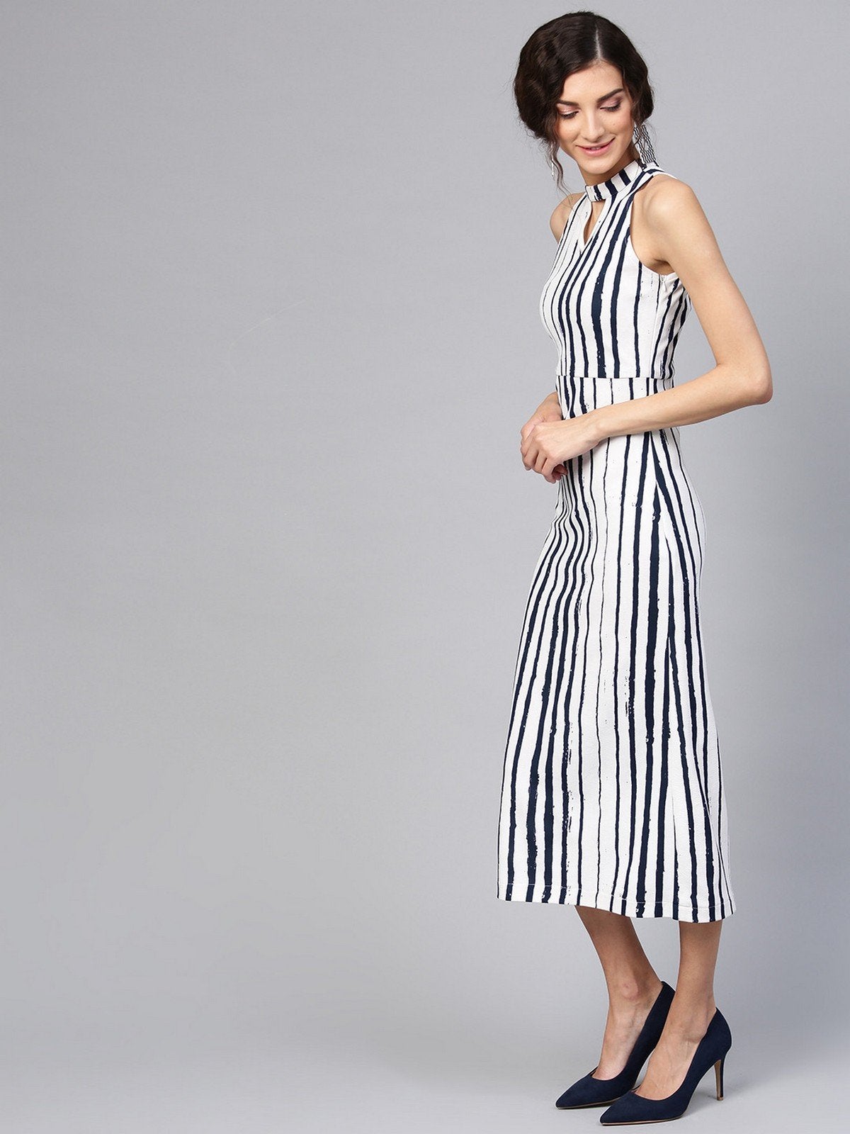 Women's Abstract Stripes Midi Dress - Pannkh