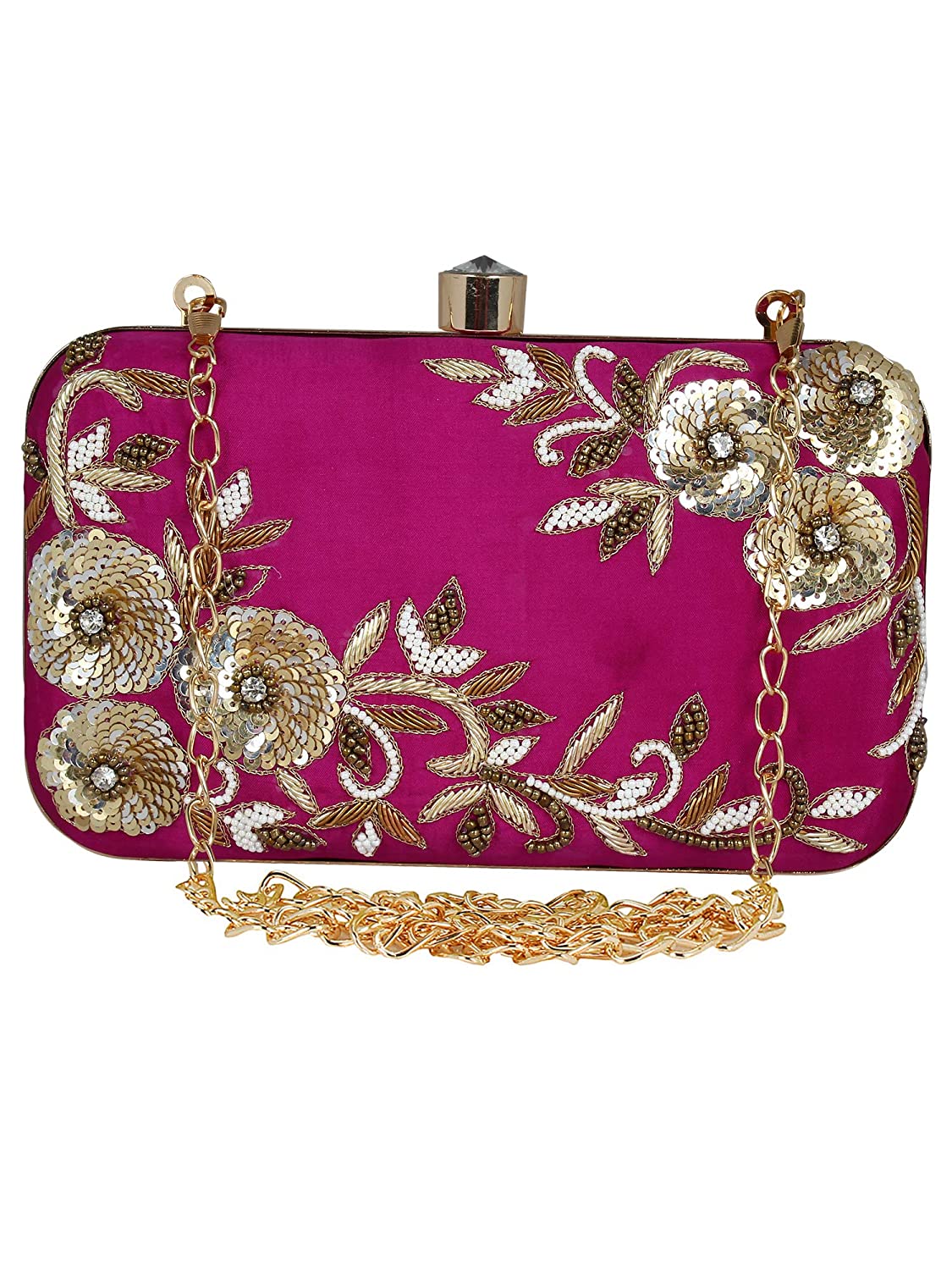 Women's Purple Color Adorn Embroidered & Embelished Party Clutch - VASTANS