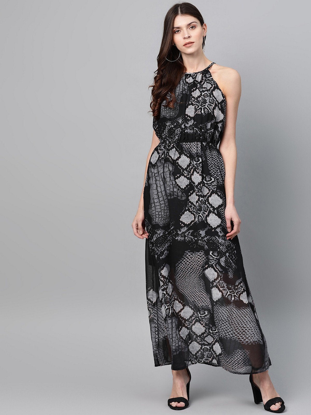Women's Strappy Maxi Printed Dress - Pannkh