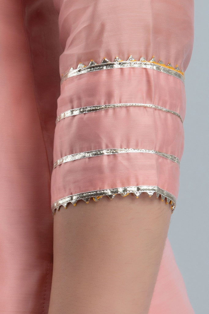 Women's Zubeida Three-Piece Set Comprising Hand Painted Chanderi Kurta Sharara And Dupatta