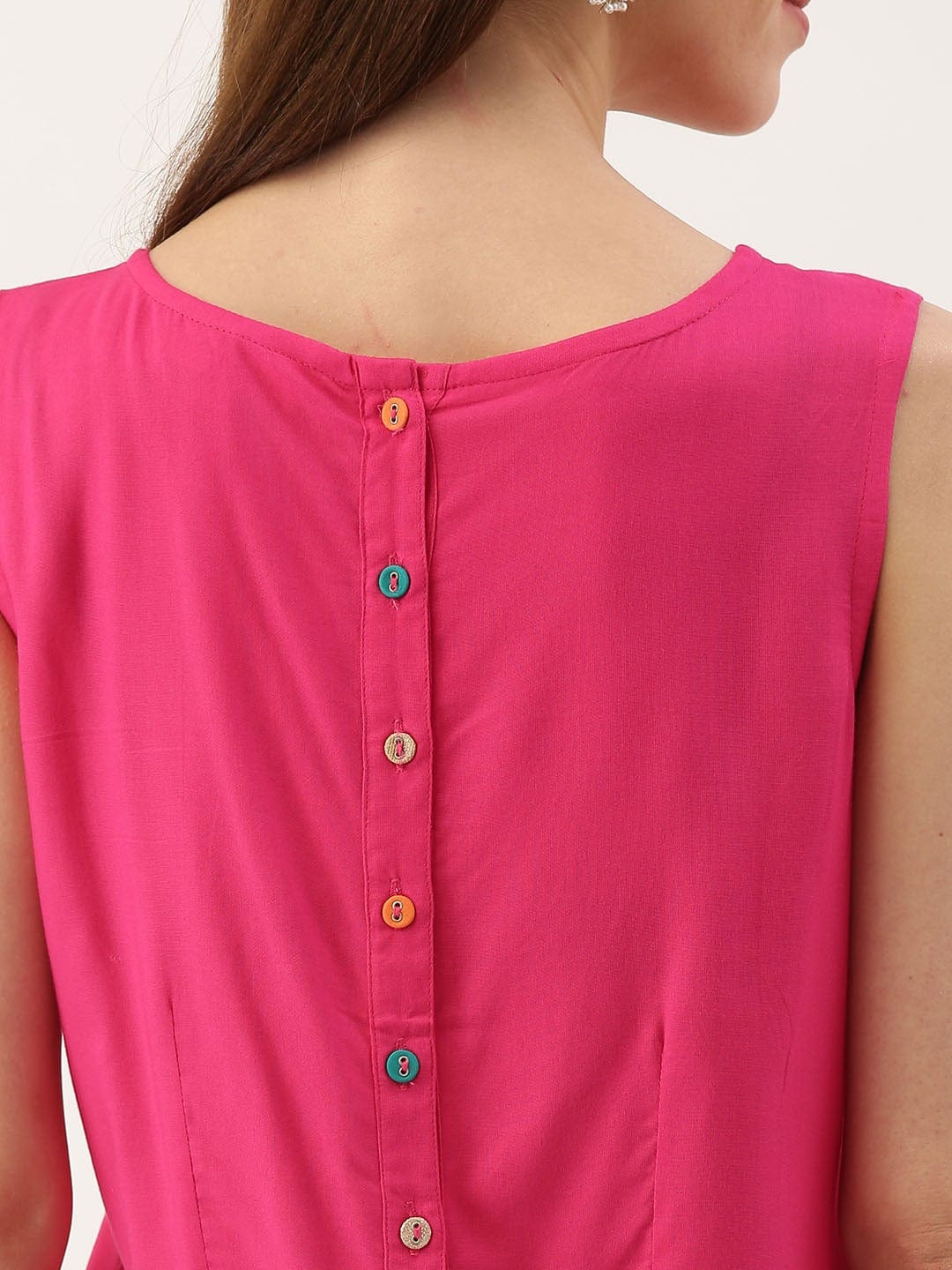 Women's Pink & Golden Embroidered Top with Skirt - Varanga