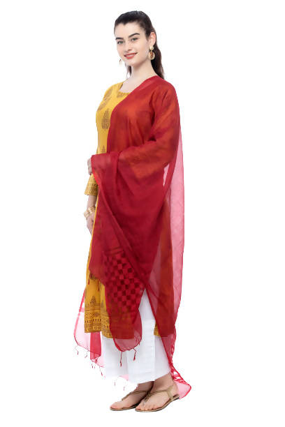 Women's Buta Square Cutt Maroon Dupatta & Chunni Mfd0010